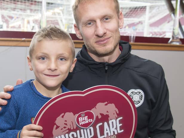 Hearts goalkeeper Zdenek Zlamal supports Big Hearts' kinship care project. Picture: Big Hearts