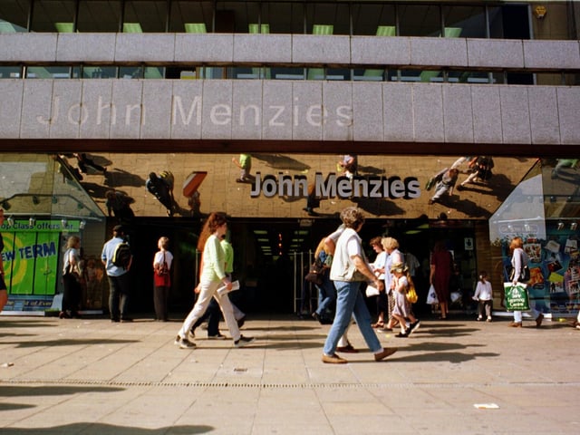 Now internationally recognised for their aviation wing, John Menzies was much better known in the 1990s as a booksellers and media vendor. The angled glass frontage of the huge flagship store on Princes Street is burned deep into the memories of locals who lived and shopped through the decade.