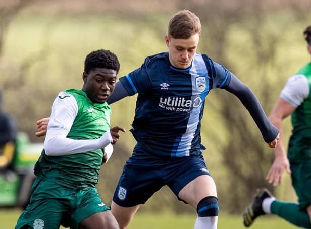 Joao Balde in action for the Hibs' development team against Huddersfield in February. Picture: Hibernian FC