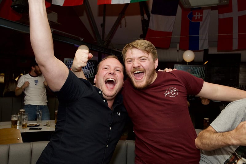 Fans celebrate at The Common Room as England beat Ukraine in Euro 2020 to reach the semi-finals.