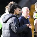 Livingston manager David Martindale complains to referee Kevin Clancy at full time
