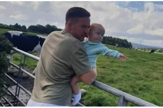 Brian Glendinning, who is being held in Iraq over a bank debt and facing extradition to Qatar, with his son, Bailey. Photograph: Brian Glendinning