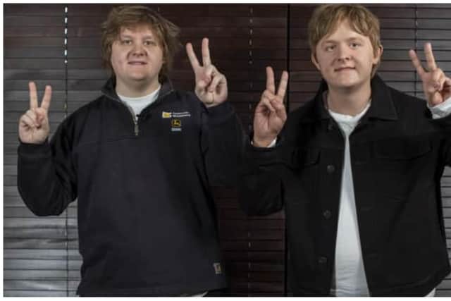 Lewis Capaldi comes face to face with his new Madame Tussaud’s waxwork figure, which is set to go on display in Blackpool. Picture: Anthony Devlin