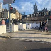 The mysterious boxes - and a ticket seller on Waverley Bridge