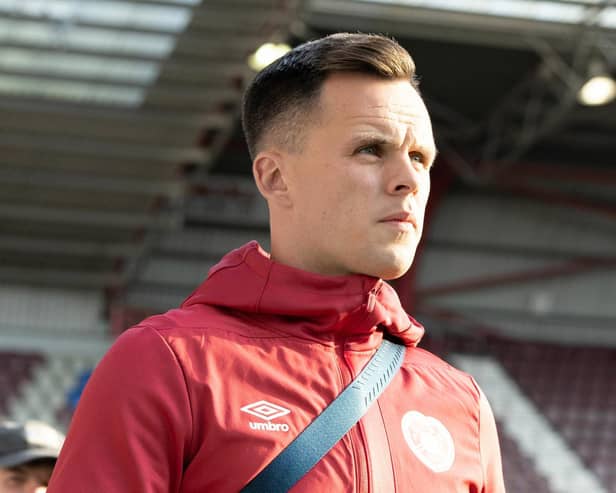 Lawrence Shankland will lead Hearts out against PAOK Salonika in the Toumba Stadium. Pic: SNS