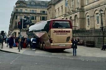 The coach driver mounted the pavement at the east end of Princes Street, Edinburgh