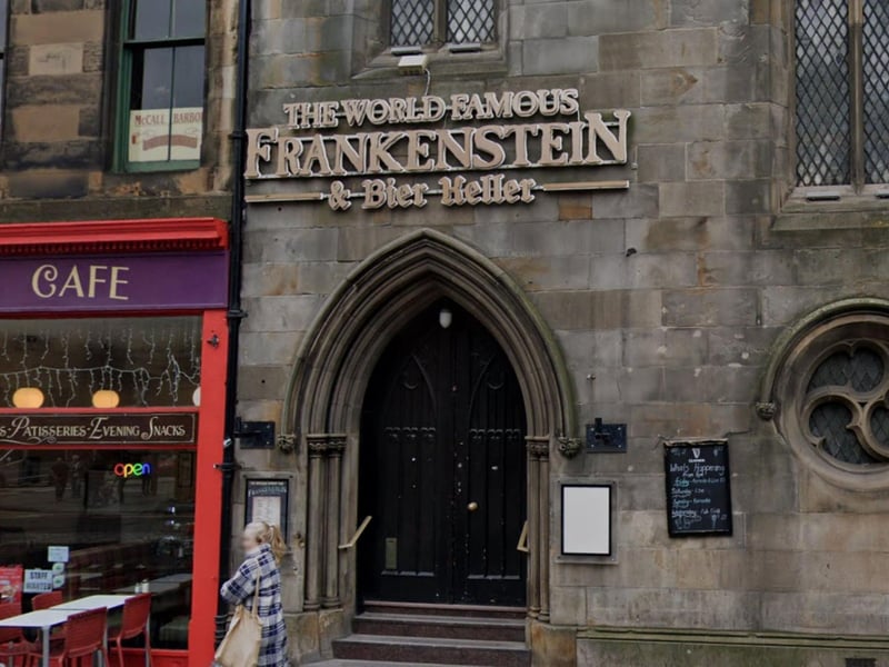 Address: 26 George IV Bridge, Edinburgh EH1 1EN. Frankenstein & Bier Keller is a gothic pub which brings Mary Shelley's world famous ghost story to life. They're hosting a whole week of spooky events for Halloween, ending with a Day of the Dead party on Saturday, November 2.