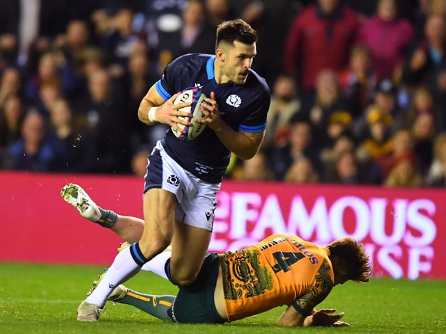 Murrayfield is still primarily the home of Scotland's rugby team. Scotland's fly-half Blair Kinghorn breaks away from Australia's lock Nick Frost on his way to scoring their second try during the Autumn Nations Series International rugby union match between Scotland and Australia at Murrayfield Stadium in Edinburgh on October 29, 2022.