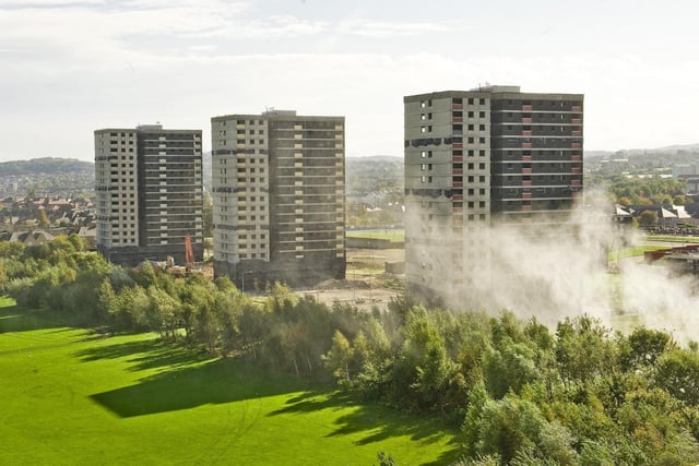 Demolition of the Sighthill high rise flats, Glenalmond, Weir Court and Hermiston Court.
