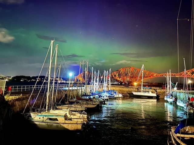 This stunning photo of the Northern Lights was taken last night by Eva Krisztina Hunya from South Queensferry, lighting up the sky over the Forth Rail Bridge.