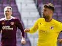 Bonnyrigg captain Kerr Young, right, in action against Hearts at Tynecastle. Picture Roddy Scott / SNS