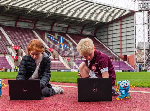 Local kids learning digital skills at Heart of Midlothian FC's Innovation Centre. Picture: David Mollison