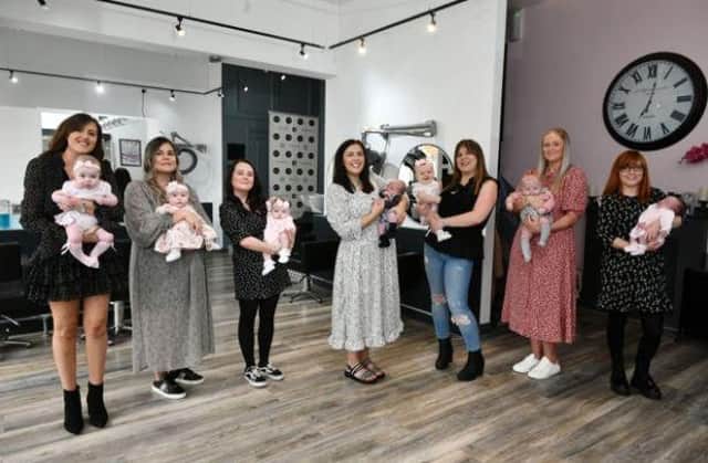 Salon owner Marie-Claire McFarlane saw six of her staff go on maternity leave after giving birth to bouncing baby girls – and she rounded things off by having her own baby, son Joel.