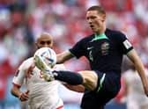 Kye Rowles of Australia controls the ball against Tunisia in an outstanding performance from the Hearts defender at the World Cup. Picture: Robert Cianflone/Getty