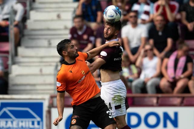 Craig Halkett won his aerial duels and turned in another outstanding performance at centre-back against Dundee United. Picture: Mark Scates / SNS
