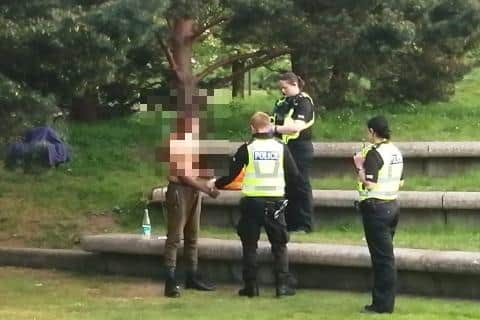 A man was arrested close to the Scottish Parliament yesterday