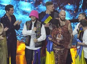 Kalush Orchestra from Ukraine won the 2022 Eurovision Song Contest at Turin in Italy.  Picture: AP Photo/Luca Bruno.