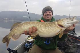 Brian Gerrard with a 20-foot pike in Linlithgow