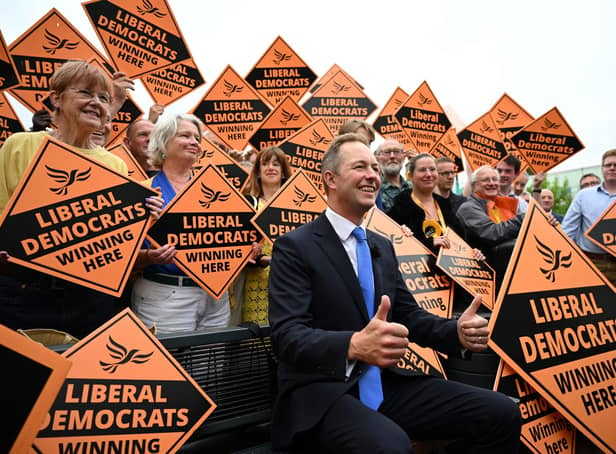 Newly elected Lib Dem MP Richard Foord celebrates with supporters in Tiverton after the party's historic by-election victory (Picture: Justin Tallis/AFP via Getty Images)