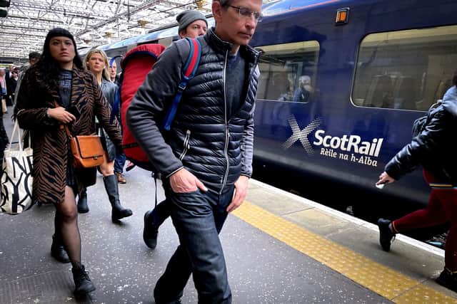 Train services between Edinburgh and the north east of Scotland remain suspended due to Storm Babet. Photo by Jane Barlow/ PA.