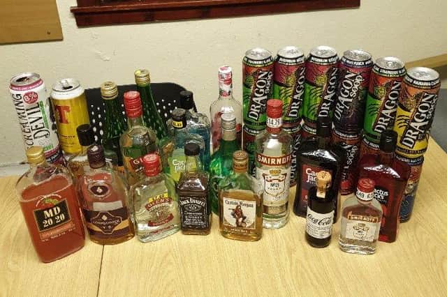 Police seized alcohol from a number of youths.