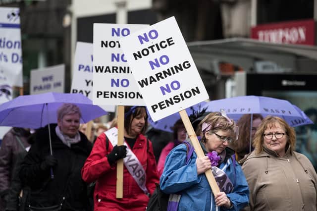 Glasgow WASPI group mark International Women's Day today by campaigning on the streets of Glasgow city centre