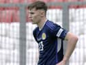 Hibs defender Owen Hastie had a busy afternoon for Scotland Under-17s against France