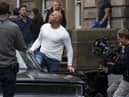 Actor Vin Diesel shoots a scene from Fast & Furious 9 in Edinburgh.