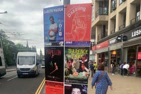 Some of the large advertising hoardings on pavements around the city