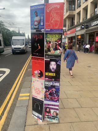 Some of the large advertising hoardings on pavements around the city