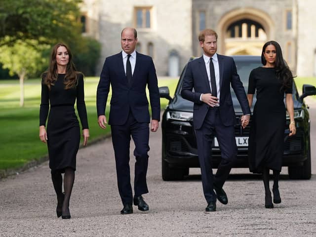Prince William, Prince of Wales, and Prince Harry, Duke of Sussex, with their wives Catherine, Princess of Wales and Meghan, Duchess of Sussex (photo: Getty Images)