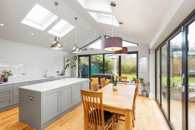 Arguably the main living hub of the home, the open plan kitchen/dining/family room is located to the rear, boasting integrated appliances and bi folding doors which flood this space with natural light, bringing the outside in, whilst also giving direct access to the rear garden.