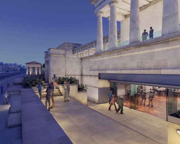 An artist's impression of the former Royal High School on Edinburgh's Calton Hill transformed into a new 'world-class centre for music education and public performance' (Image: Richard Murphy Architects)