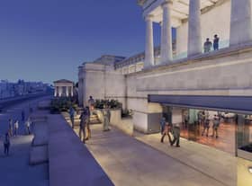 An artist's impression of the former Royal High School on Edinburgh's Calton Hill transformed into a new 'world-class centre for music education and public performance' (Image: Richard Murphy Architects)