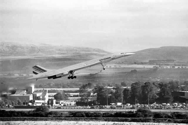 One of the Air France Concorde fleet at Edinburgh Airport in October 1989.