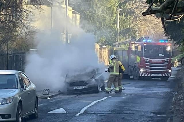 Fire crews tackled the car blaze in the Duddingston area of Edinburgh. (Photo credit: @WildPhotoScot on Twitter)