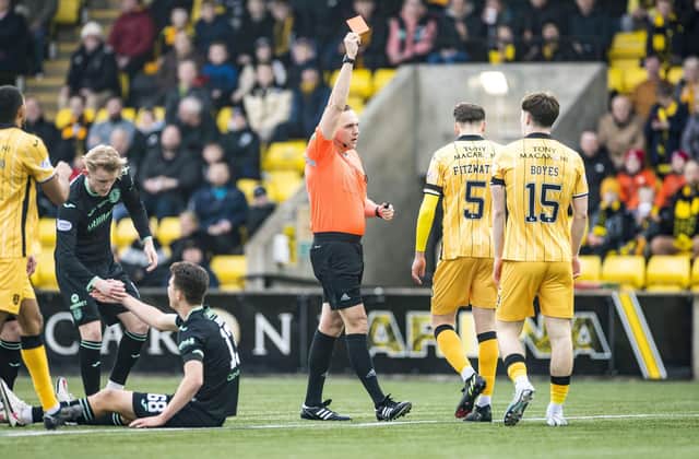 Livingston defender Jack Fitzwater was sent off in what was a turning point in the match.