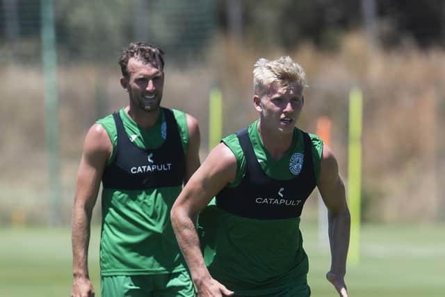 Christian Doidge, left, and Josh Doig are put through their paces at Hibs' summer training camp in Portugal