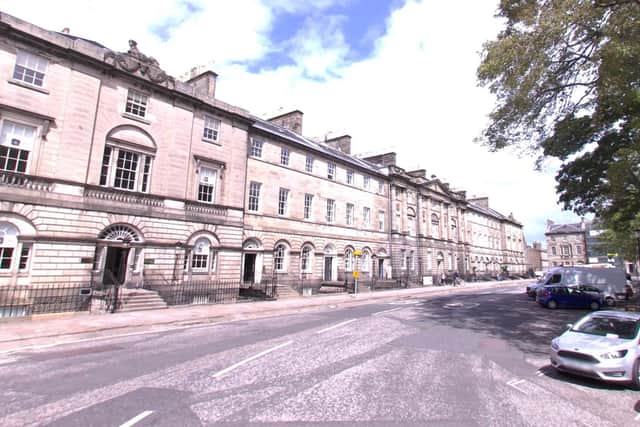 The banner was hung on railings at Charlotte Square yesterday (Pic: Google Maps)