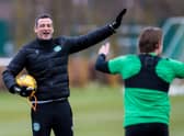 Hibs head coach Jack Ross during a training session at East Mains. (Photo by Ross Parker / SNS Group)