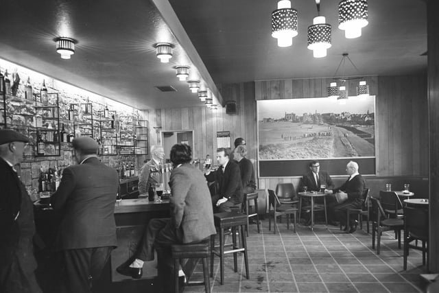 The interior of the public bar at the Barnton Hotel in May 1966.