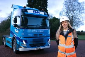 NWH director Nicola Williams, pictured with the new fully electric Volvo lorry.