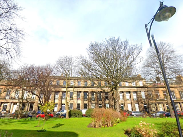 The Grecian architecture of St Bernard's Crescent stands out from the Neo-classsical styles of other streets in Stockbridge. Builty by Scottish artist Henry Raeburn, the gardens are filled with trees planted on his behalf in the 19th century. Average house price now is around £1,282,000