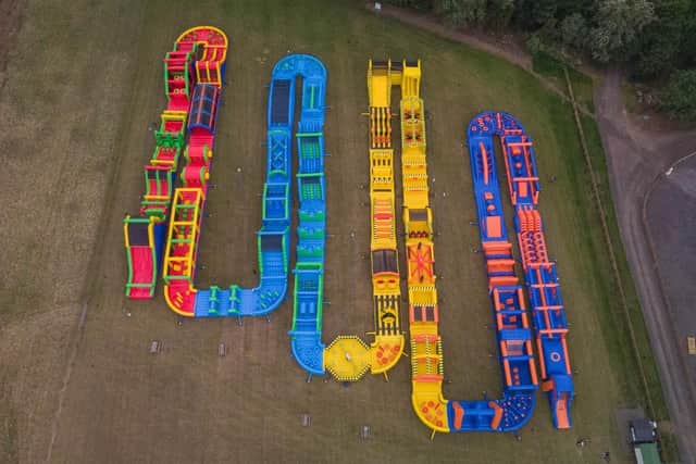 The world's longest inflatable obstacle course has opened at Conifox Adventure Park