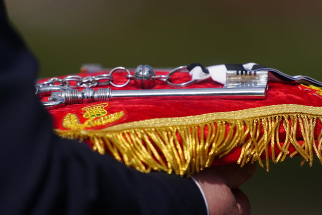The Keys of the City of Edinburgh which will be offered to King Charles III during the Ceremony of the Keys at the Palace of Holyroodhouse, Edinburgh. Picture date: Monday September 12, 2022.