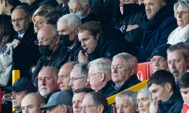 Hearts manager Robbie Neilson in the stand at Pittodrie.