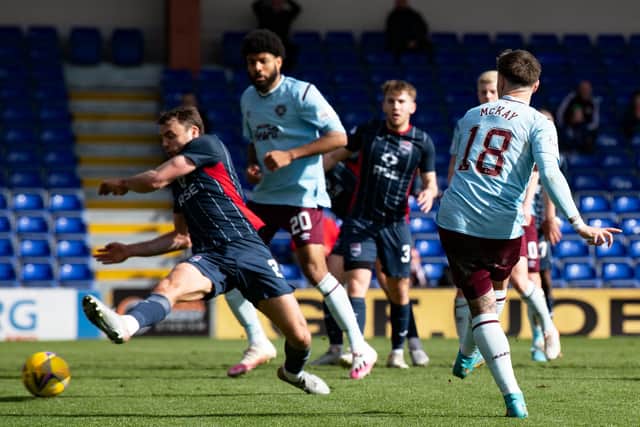 Barrie McKay's shot which led to Hearts' equaliser at Ross County.