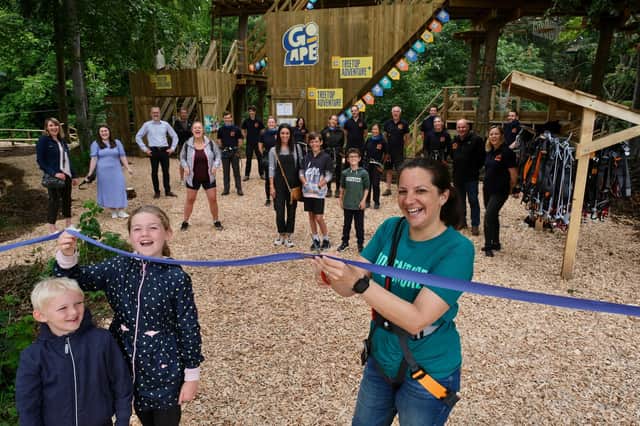 Go Ape superfan Verity Bailes cuts the ribbon to the new Dalkeith course.