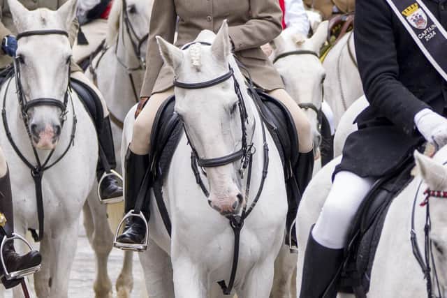 The Princess Royal attends the Riding of the Marches in Edinburgh, an ancient traditional inspection of the town's boundaries to ensure they are secure against encroachment and attack from raiders. The tradition was carried out in the 29 Riding Towns of Scotland. Picture date: Sunday September 14, 2025. PA Photo. The first recorded Edinburgh Riding of the Marches was in 1579, and the Common Land inspection was carried out until 1718. Seventy riders took part in a special riding in 1946 to celebrate the end of the war. The tradition was re-established in 2009. Photo credit should read: Jane Barlow/PA Wire