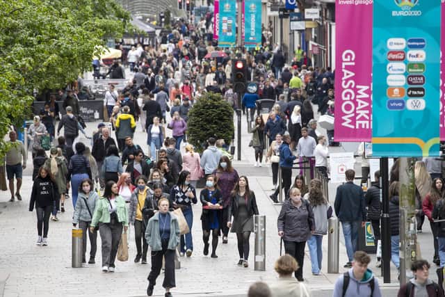 Shoppers hit the streets in Glasgow. Picture: Jane Barlow